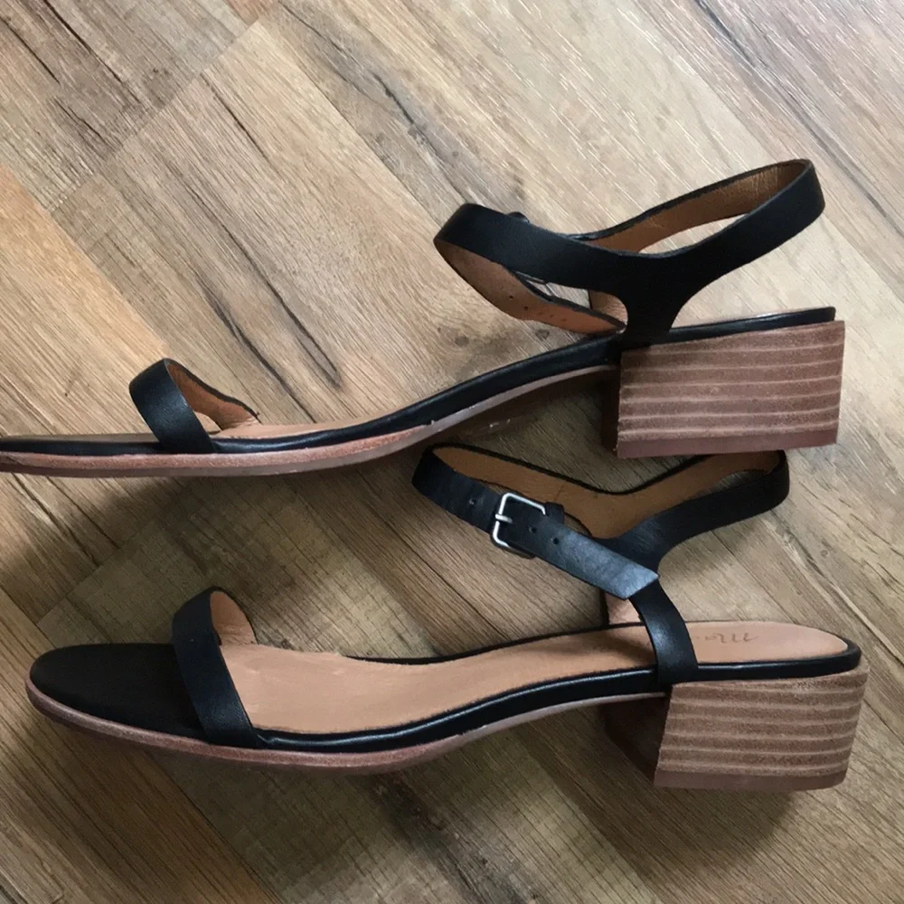 Madewell black leather Louise sandals with ankle strap 8.5 - Picture 6 of 13